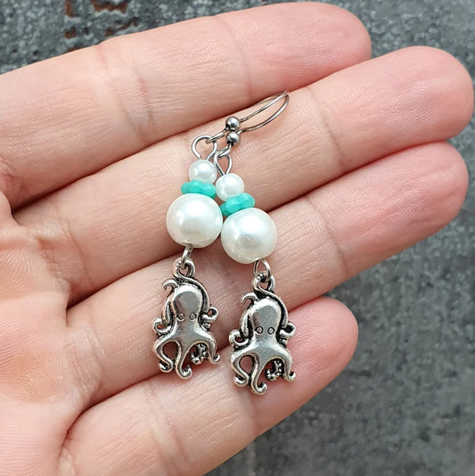 Ohrhänger, kleiner Oktopus, Glasperlen