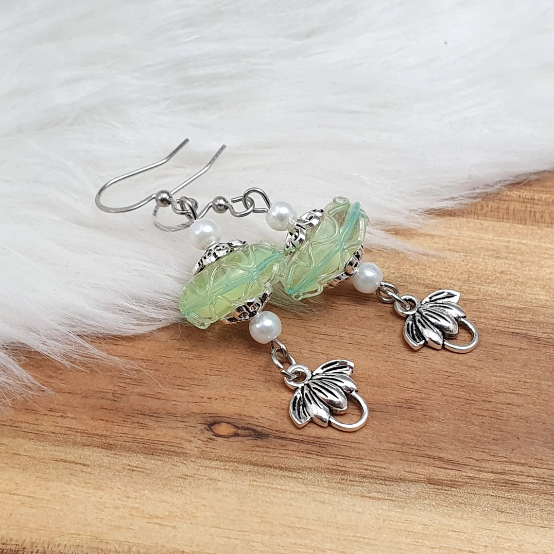 Ohrhänger, Lotusblüte, Indische Glasperlen