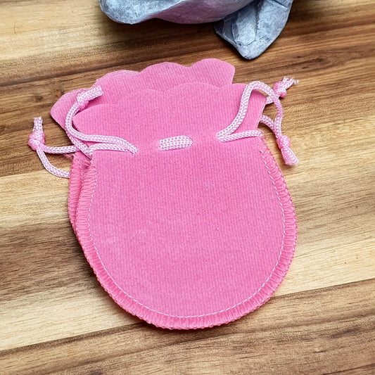 2 kleine rosa Velourbeutel, mit Zugband, 7,5 x 9cm
