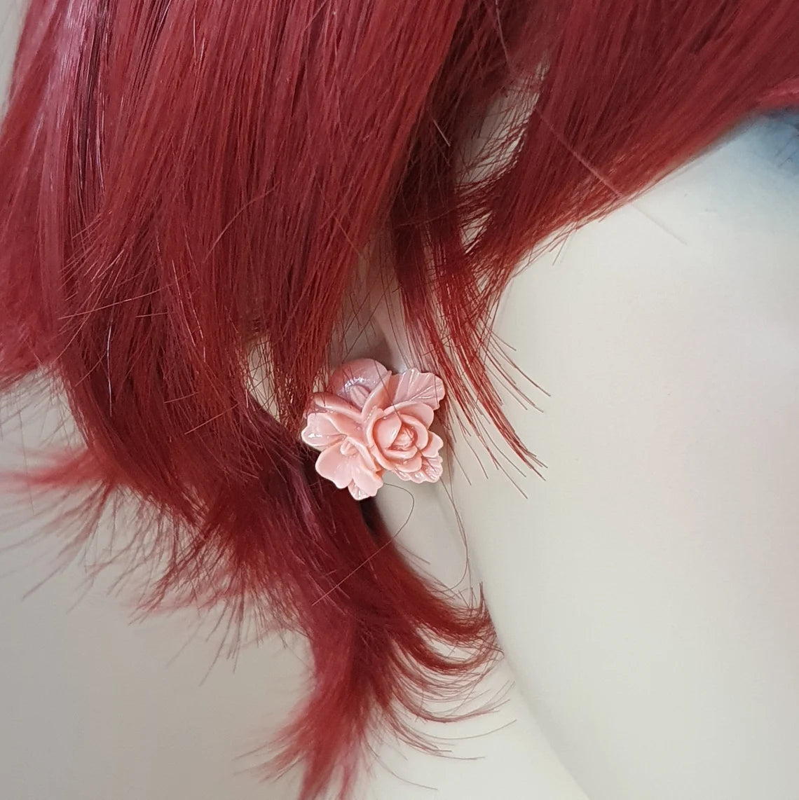 Ohrstecker offene Blüte, Altrosa, Resin