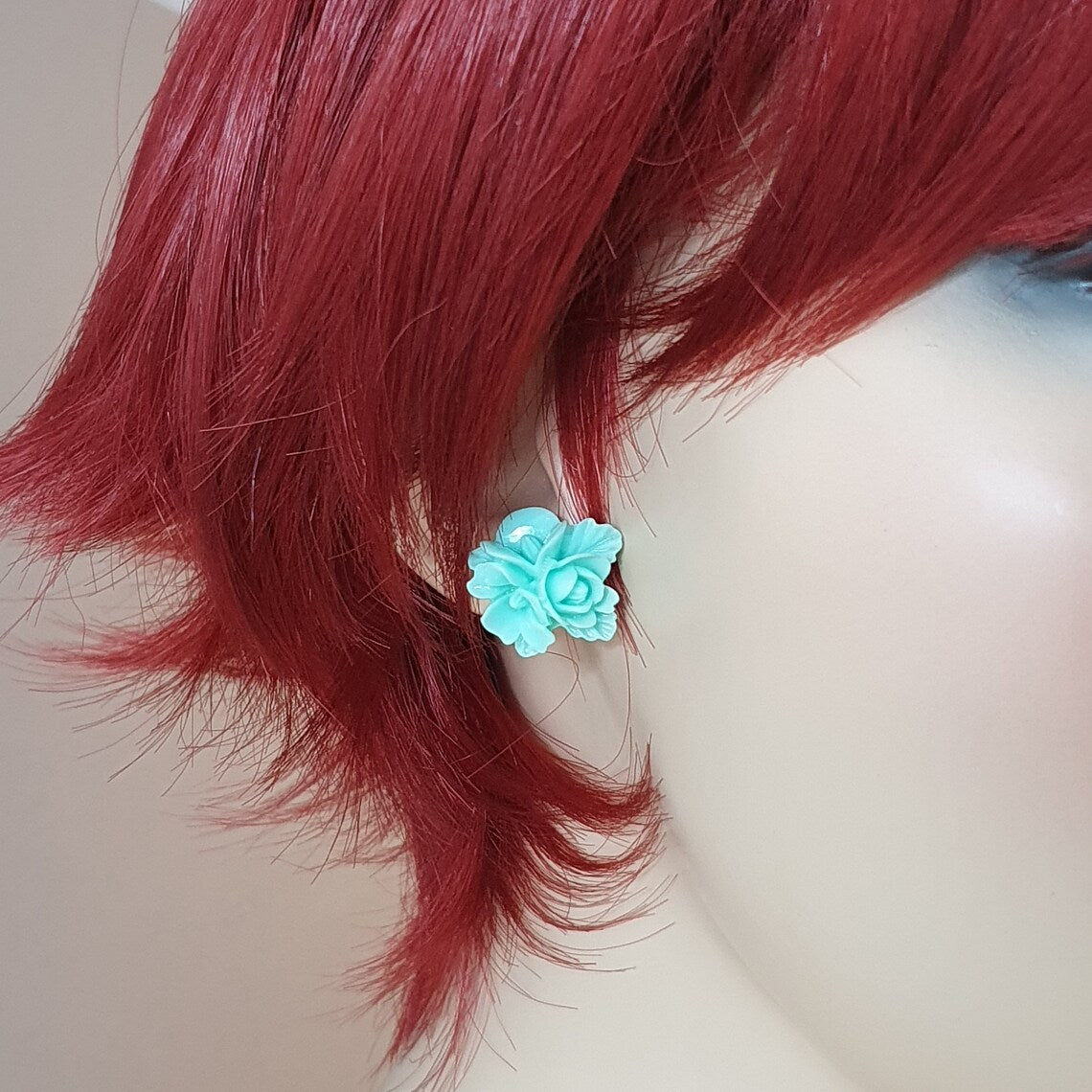 Ohrstecker offene Blüte, Mint, Resin