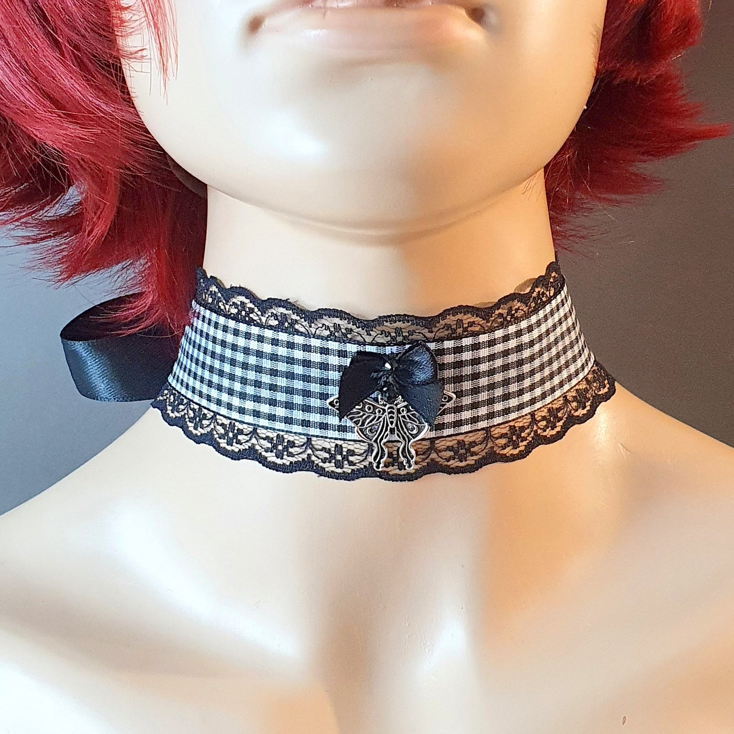 Choker mit schwarz/weißem Karoband, Nachtschwärmer, Unisize