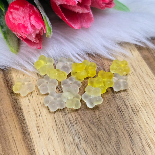 15 gelbe böhmische Blümchenperlen mit changierender Oberfläche & mittigem Fädelloch – ideal für kreative DIY-Schmuckprojekte wie Armbänder, Ketten & Ohrringe!