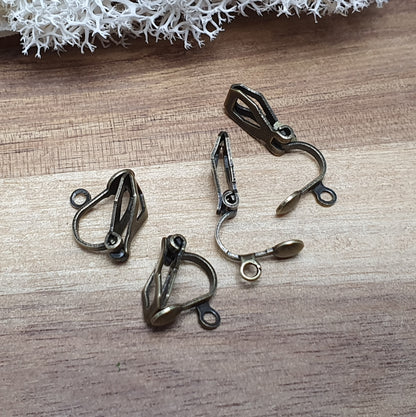 6x Ohrclips Rohlinge, für Non-Piercing Ohrschmuck, mit Öse, 6x12mm, für die Schmuckherstellung