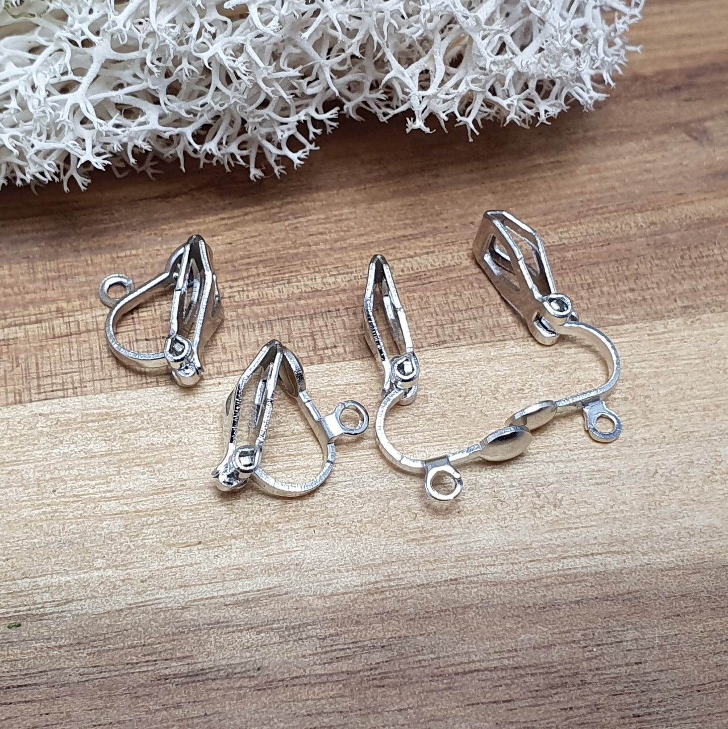 6x Ohrclips Rohlinge, für Non-Piercing Ohrschmuck, mit Öse, 6x12mm, für die Schmuckherstellung