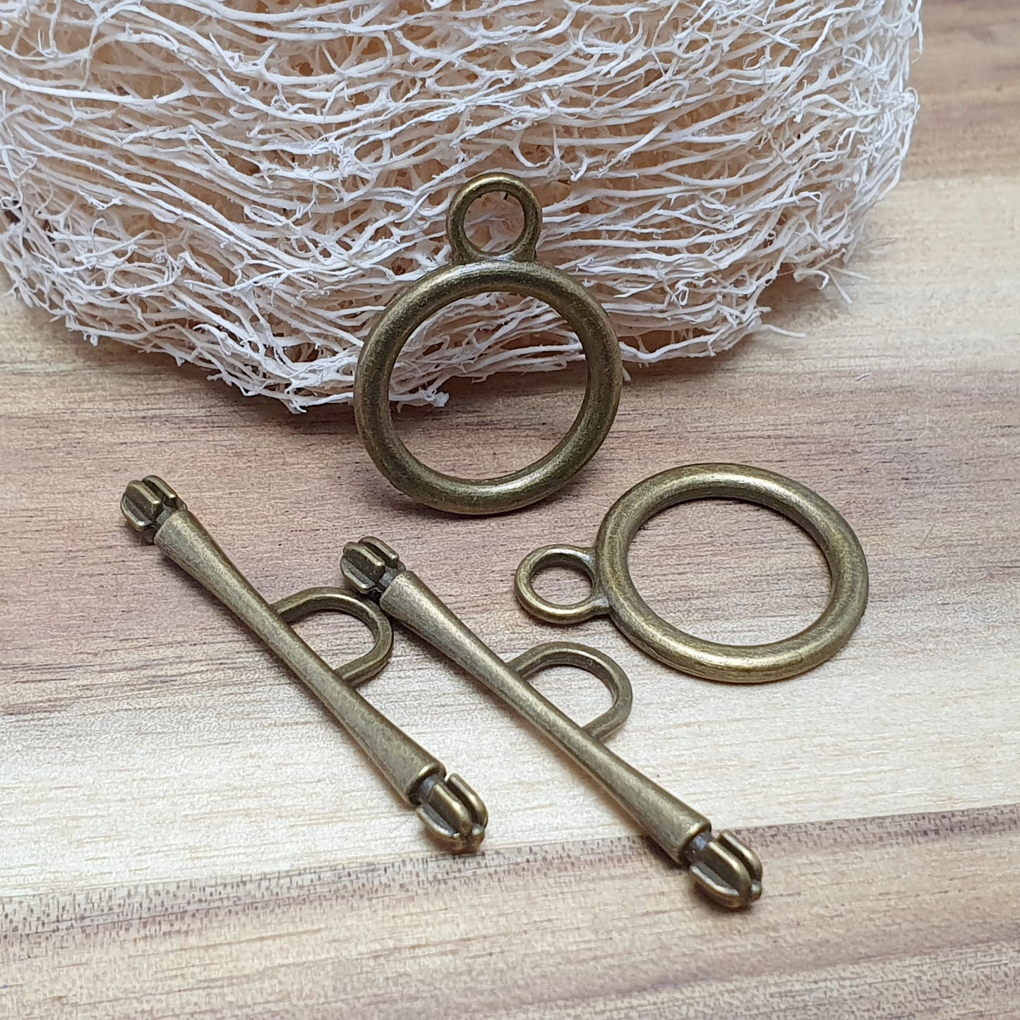 2 XL Knebelverschlüsse antik bronzefarbig, im nostalgischen Design
