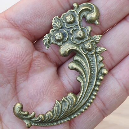 Barockes Zierteil, Gotik-Design im Vintage-Stil, antik bronzefarbig, 69mm