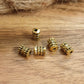 5 walzenförmige Metallperlen, antik goldfabig, 6mm