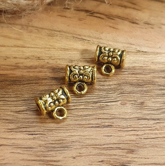 3 Modulösen, Perlen mit Öse in antik goldfarbig, 7,5mm, Perfekt für die Gestaltung von Armbändern und Ketten