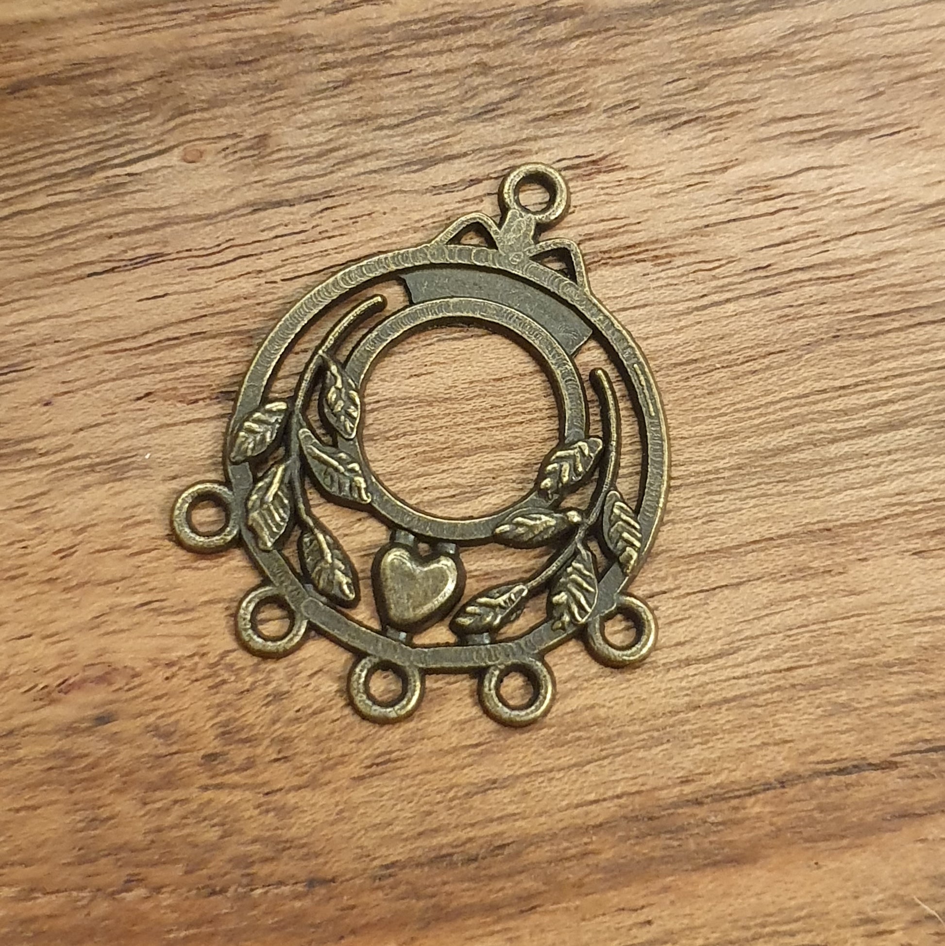2 Multi-Verbinder mit 5 Ösen in antik bronzefarbig, 35mm
