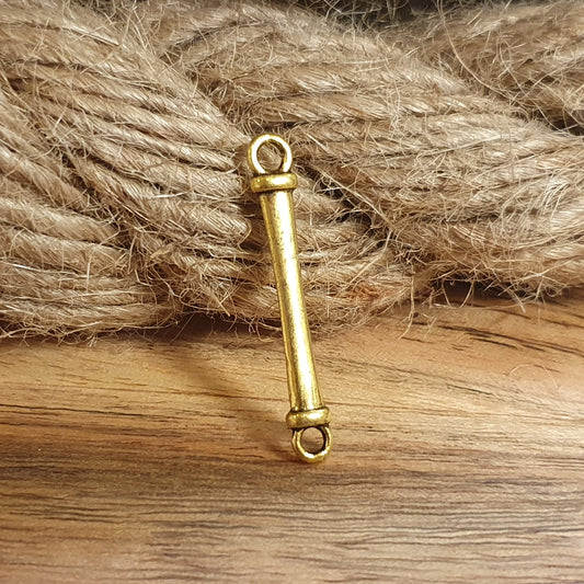 4 Verbinder Stab in antik goldfarbig, 31mm