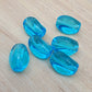 6 transparente Glasperlen in Nuggetform, 13mm, aqua blau