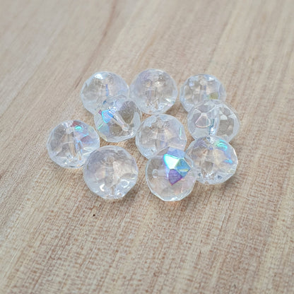 10 facettierte Glasperlen, Rondell, 8mm, Crystal AB