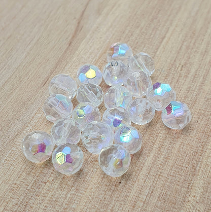 20 facettierte Glasperlen, Kugel, 6mm, Crystal AB