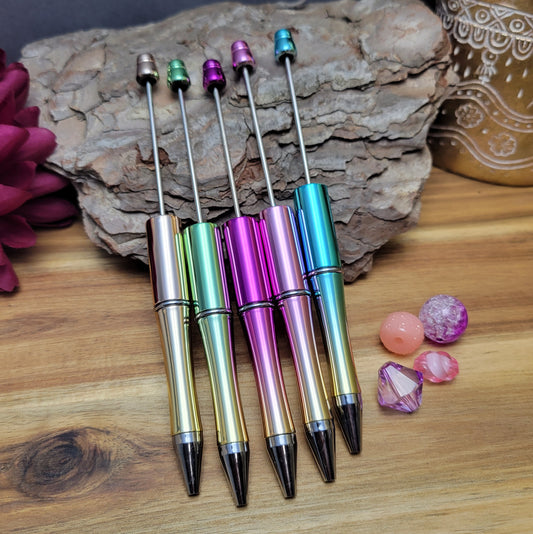 Kugelschreiber zum selbst verzieren mit Perlen, verschiedene metallic Farben Ombre