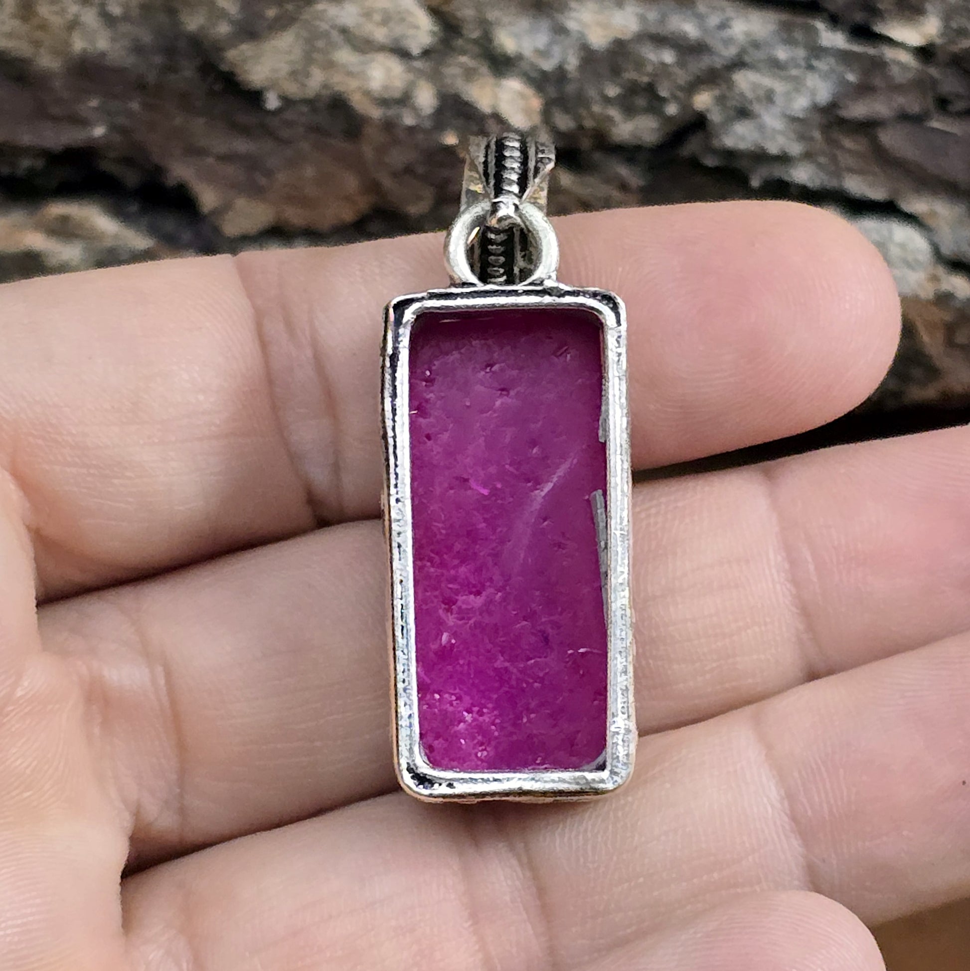 .925 Sterling Silber Anhänger, pinker Drusy Quarz mit Aura