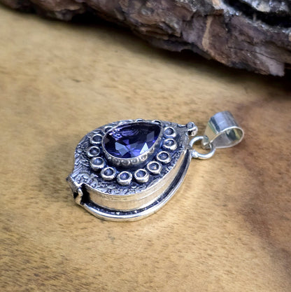 .925 Sterling Silber Anhänger, Giftbox mit facettiertem Amethyst