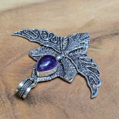 .925 Sterling Silber Anhänger, mystischer Engel mit Amethyst