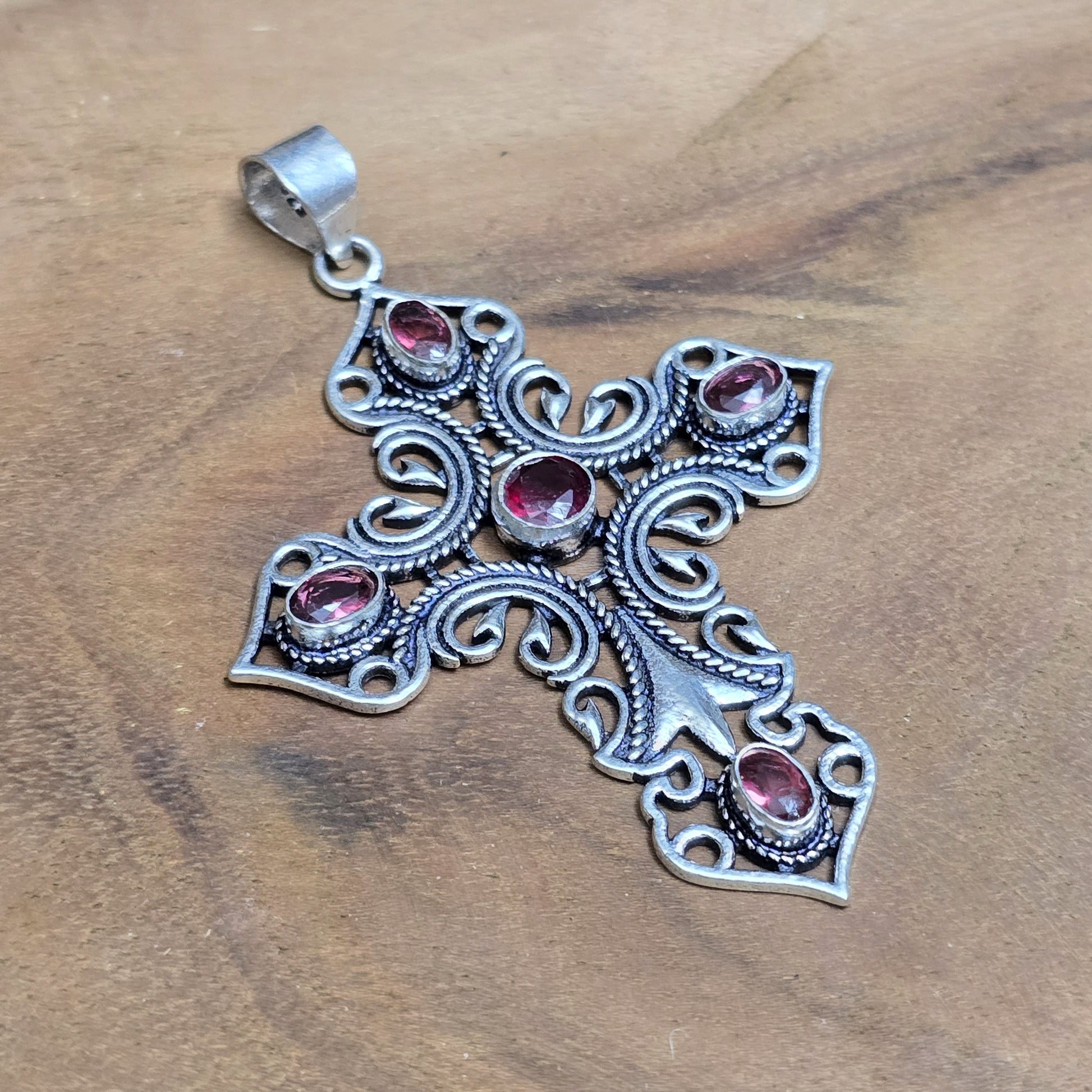  .925 Sterling Silber Anhänger, nostalgische Kreuz mit Zirkonia