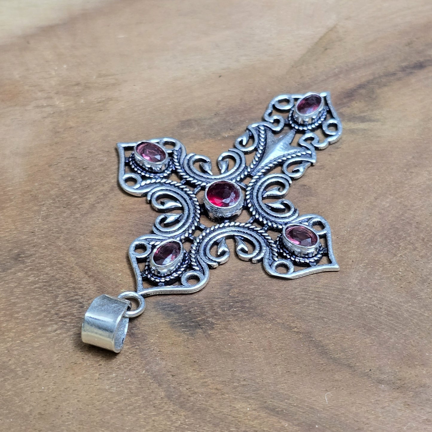  .925 Sterling Silber Anhänger, nostalgische Kreuz mit Zirkonia