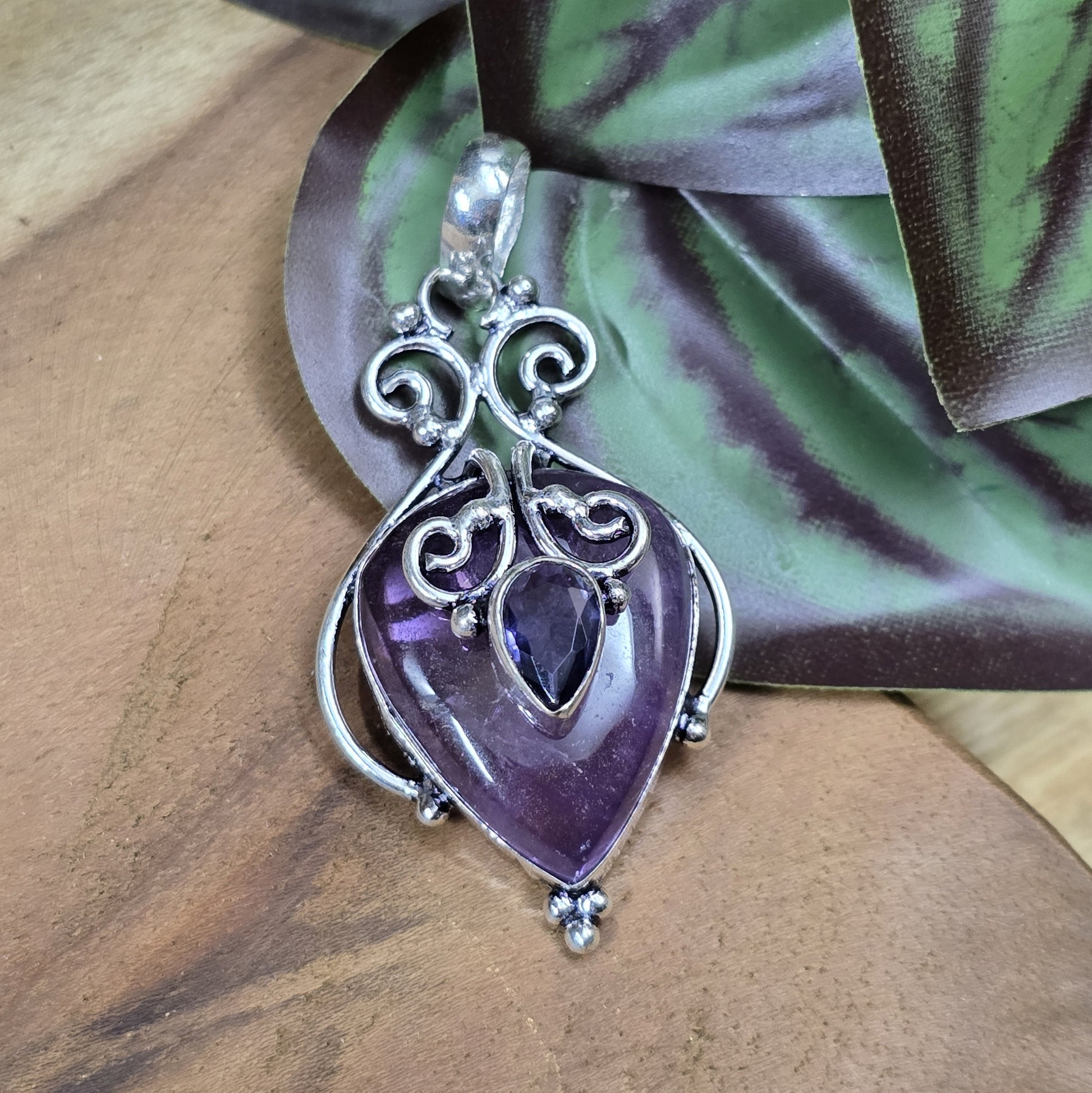 .925 Sterling Silber Anhänger, Amethyst & Tanzanite