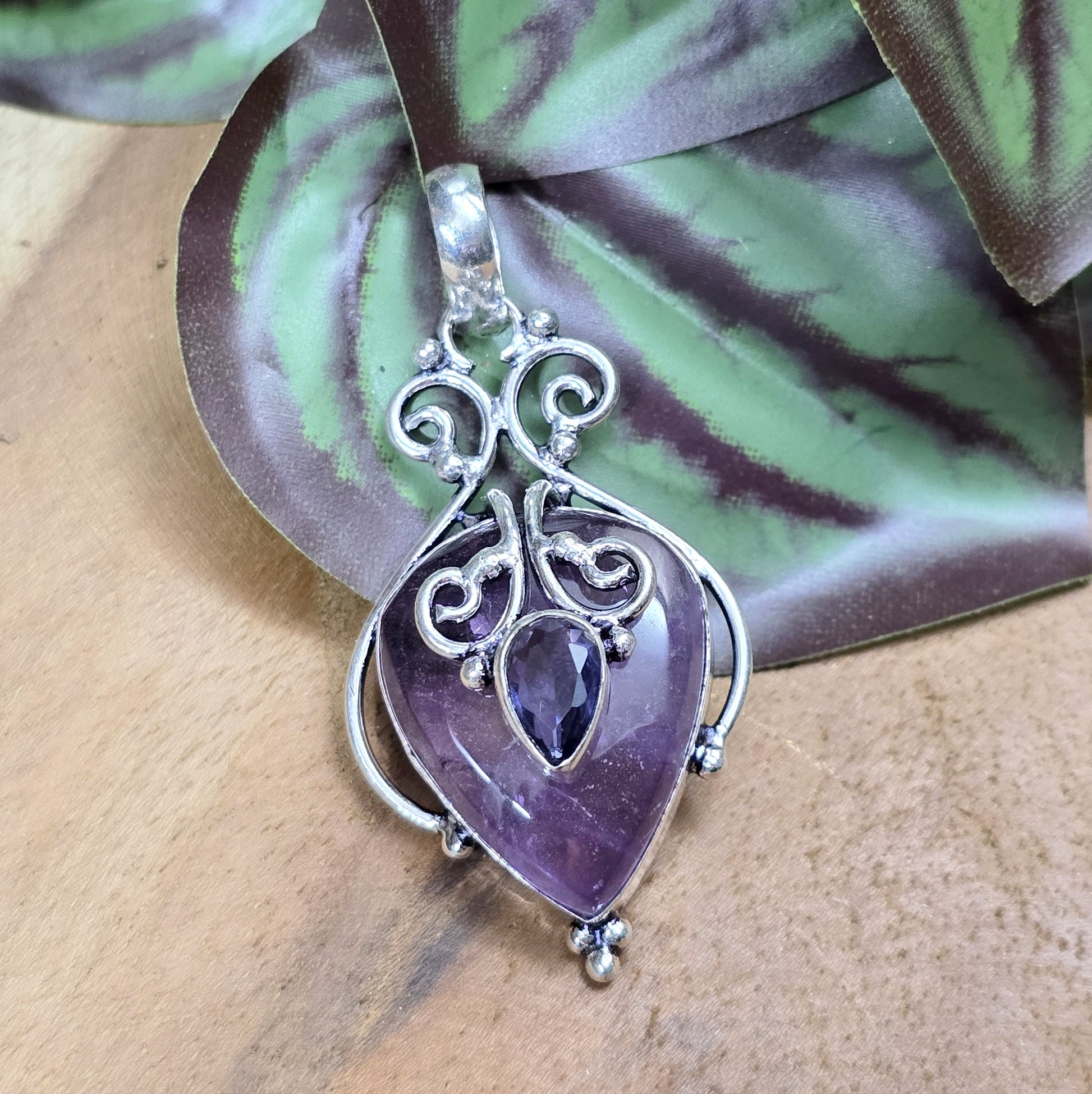 .925 Sterling Silber Anhänger, Amethyst & Tanzanite