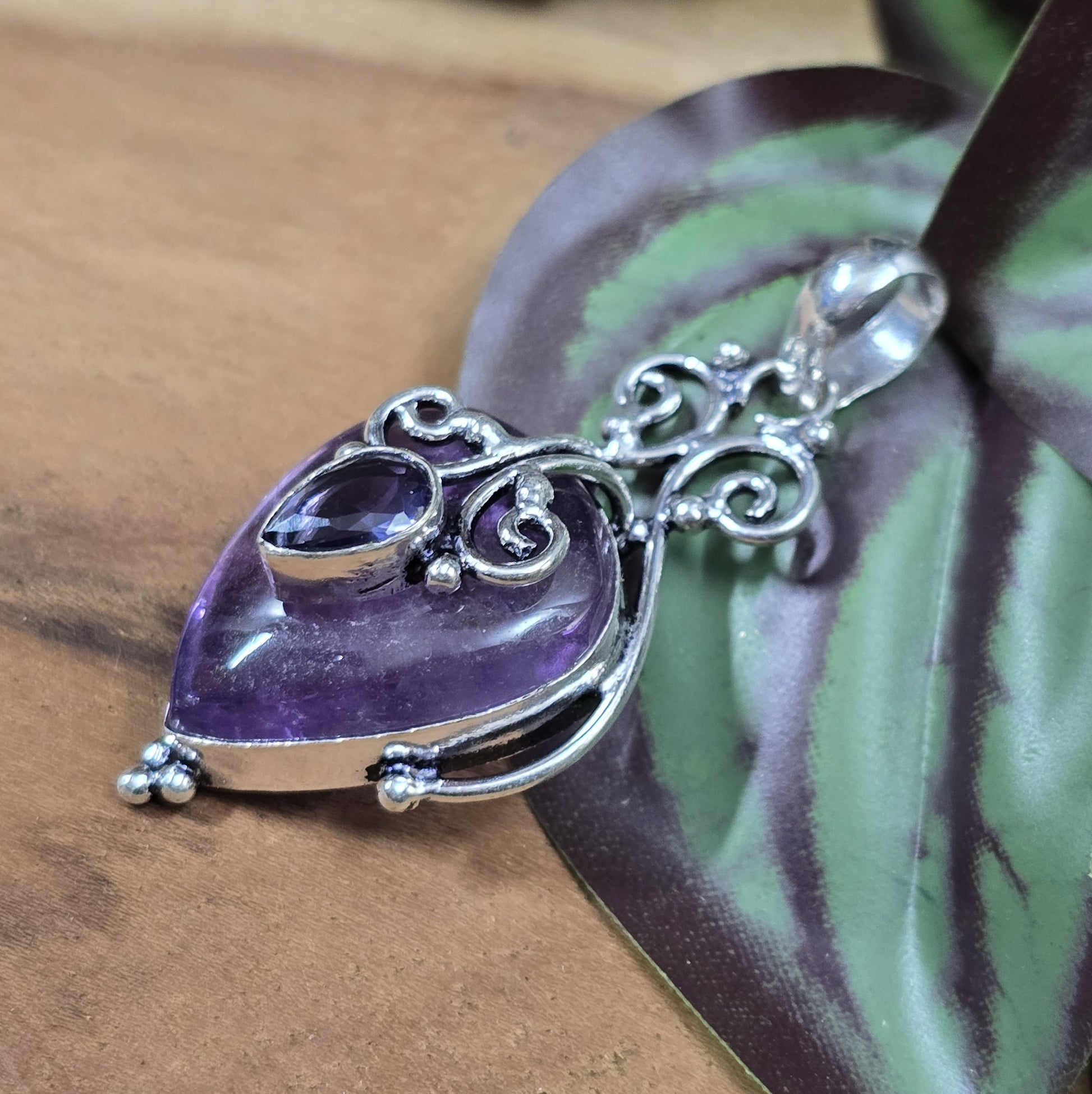 .925 Sterling Silber Anhänger, Amethyst & Tanzanite