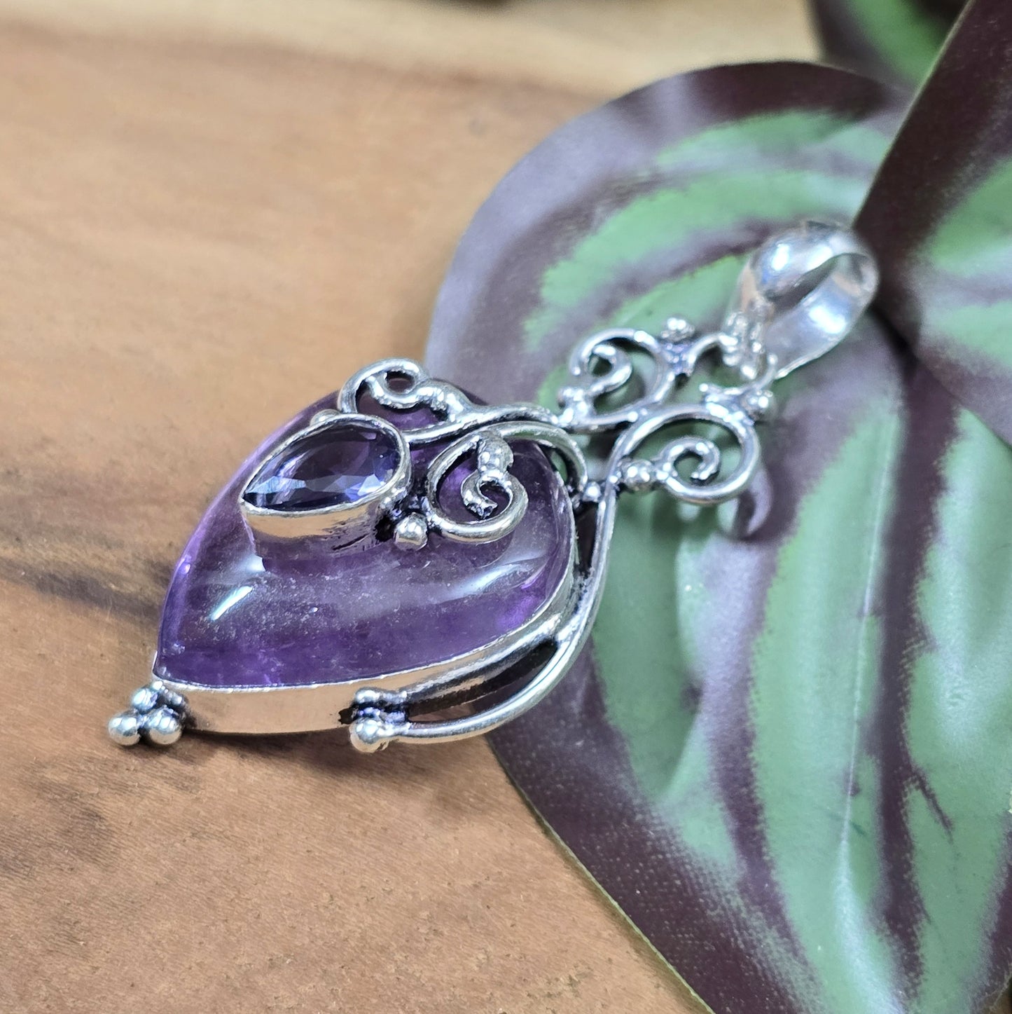 .925 Sterling Silber Anhänger, Amethyst & Tanzanite