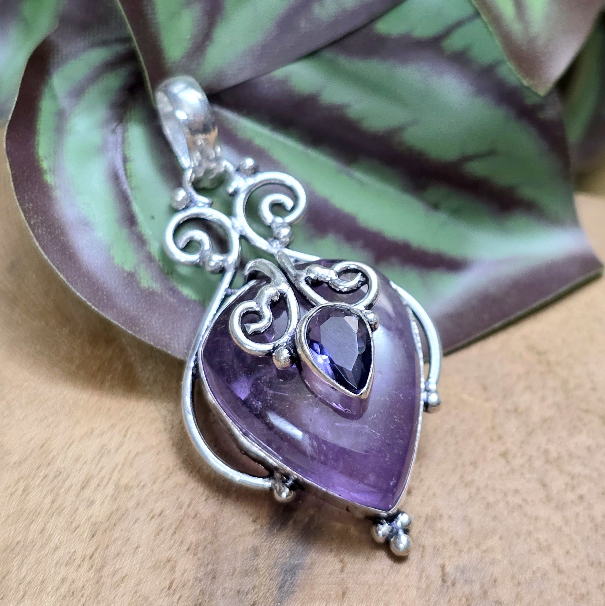 .925 Sterling Silber Anhänger, Amethyst & Tanzanite