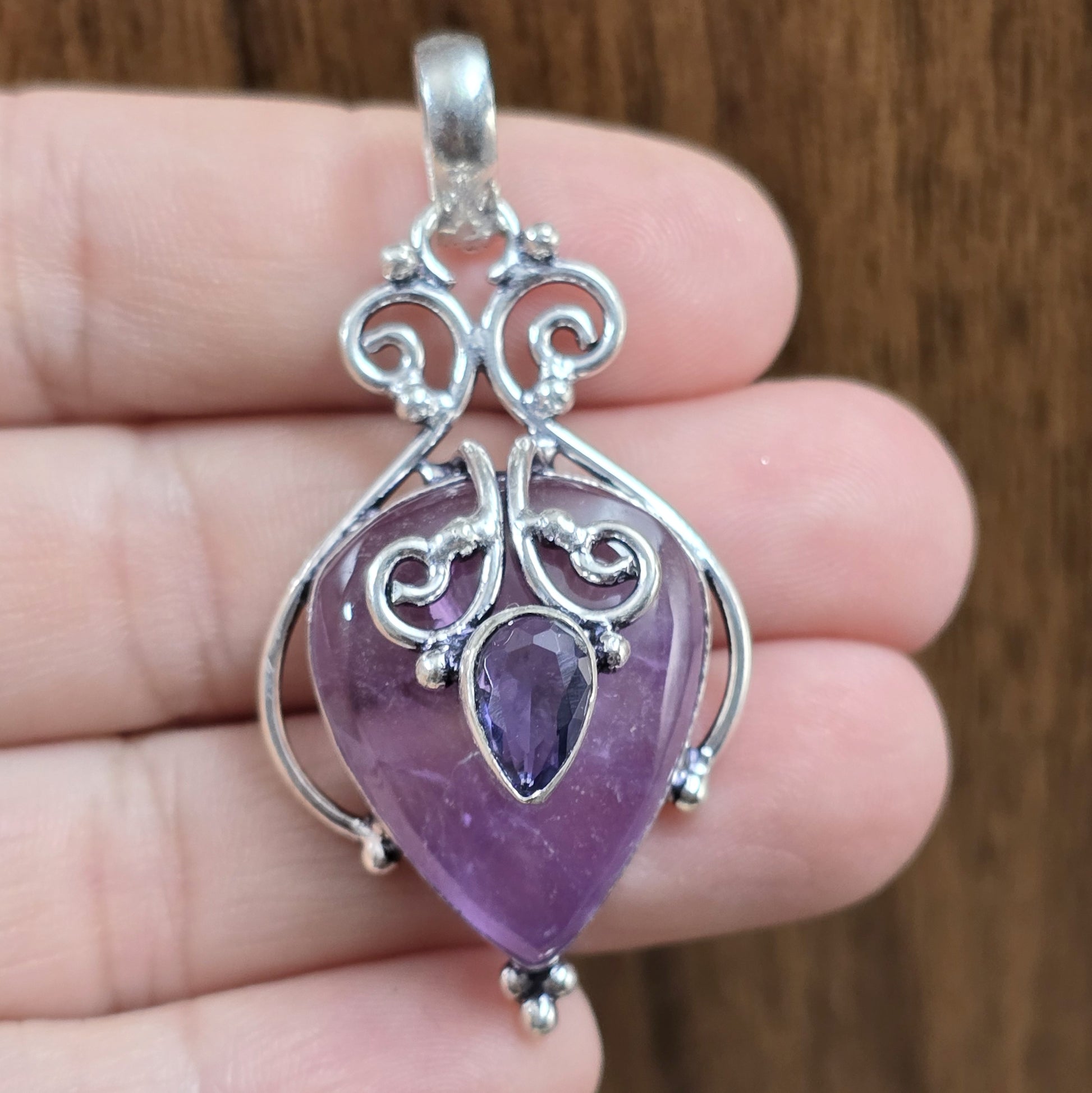 .925 Sterling Silber Anhänger, Amethyst & Tanzanite