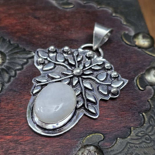 Jugendstil-Anhänger mit schimmerndem Mondstein aus .925 Sterling Silber – Eleganter Kettenanhänger für zeitlose Schönheit