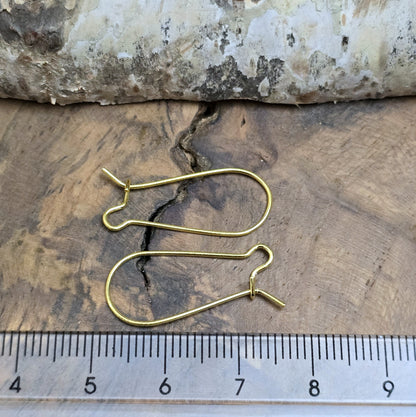 5 Paar vergoldete Kidney-Ohrhaken, 25 x 11 mm. Die Ohrhaken haben eine nierenartige Form und ermöglichen einfaches Einhängen von Anhängern oder Perlen. Ideal für die Herstellung von Ohrringen. 