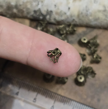 20 filigrane Perlenkappen - Körbchen antik bronzefarbig - ca. 6 x 5 mm

Die Perlenkappen bieten zahlreiche kreative Anwendungsmöglichkeiten in der Schmuckherstellung. 