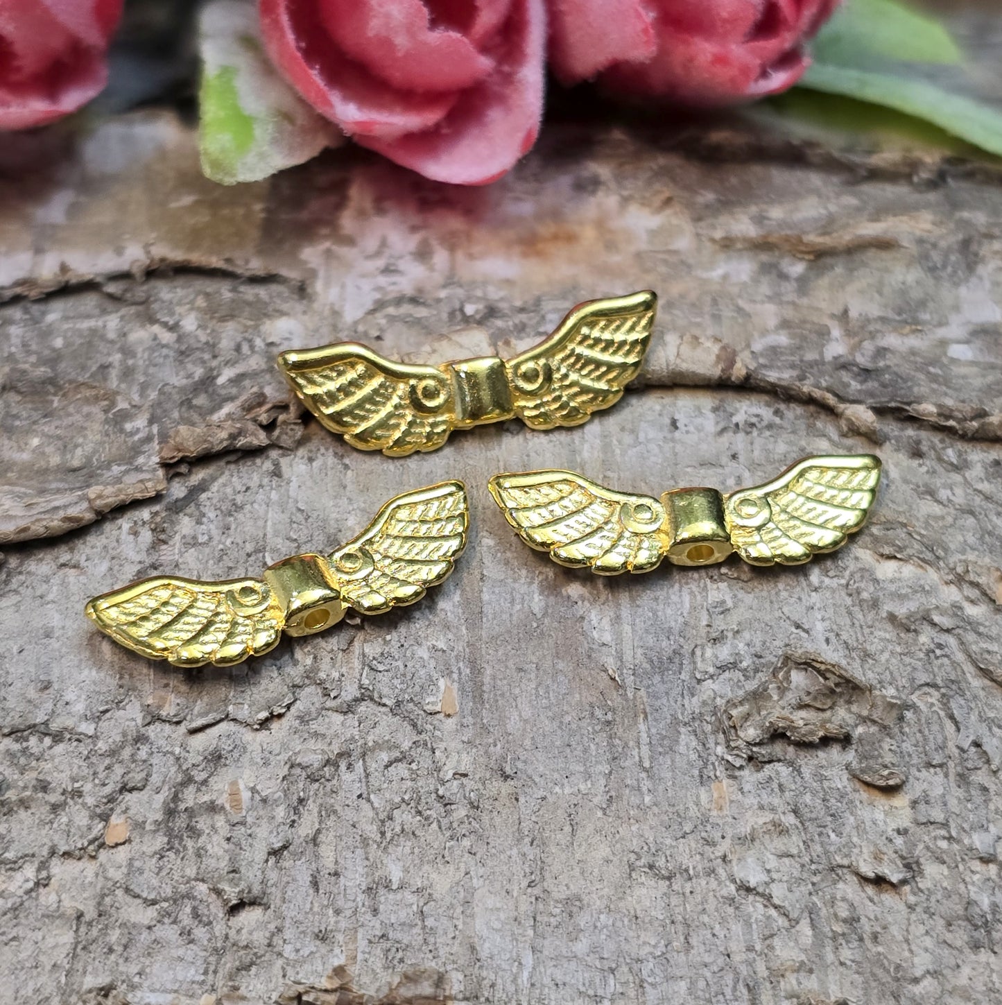 Vergoldete Engelsflügel-Perlen 21 mm – ideal für Schutzengel-Anhänger, DIY-Schmuck & Dekorationen