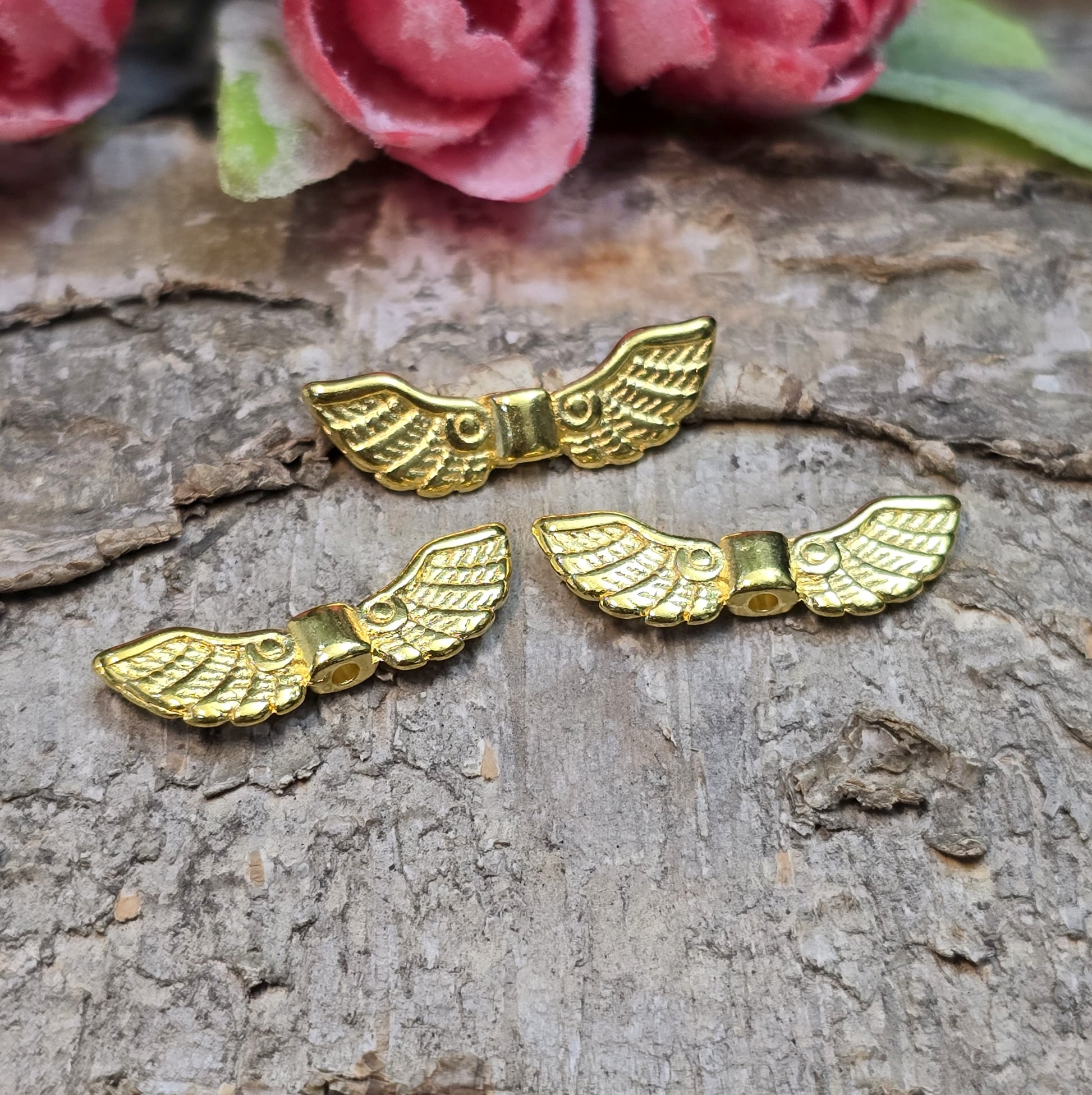 Vergoldete Engelsflügel-Perlen 21 mm – ideal für Schutzengel-Anhänger, DIY-Schmuck & Dekorationen