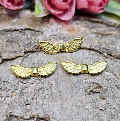 Vergoldete Engelsflügel-Perlen 21 mm – ideal für Schutzengel-Anhänger, DIY-Schmuck & Dekorationen