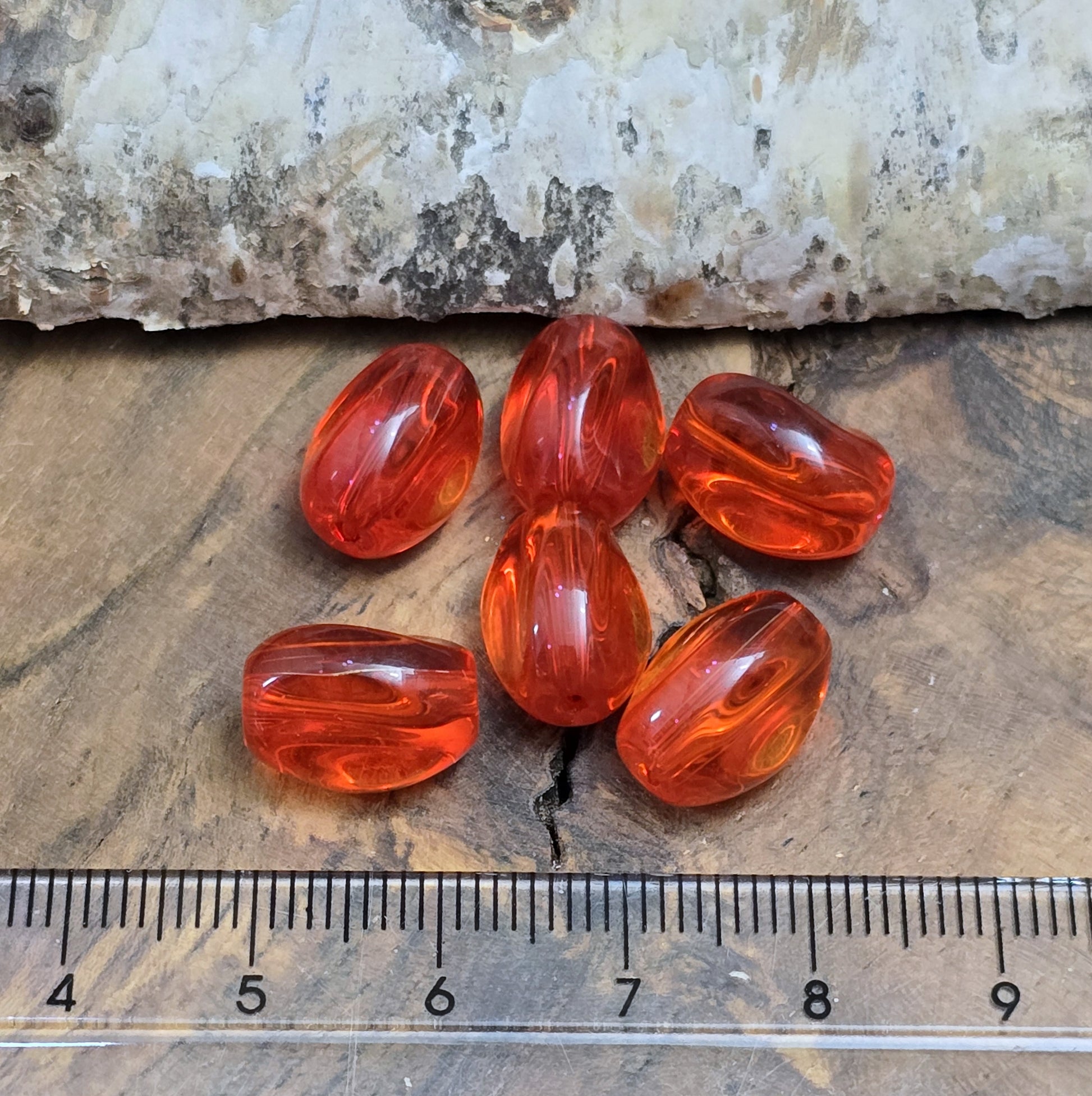 Glasperlen in Nuggetform, rot 13mm, ideal zur Schmuckherstellung