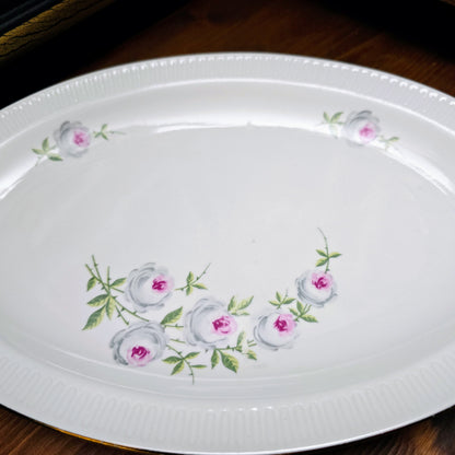 Vintage Servierteller mit Rosenmotiv – Stadtlengsfeld Porzellan – DDR 60er/70er – Fleisch- & Kuchenteller – 2 Qualitätsstufen
