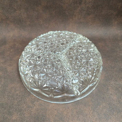 Vintage Kristallschale 1980er – Luxhem de Veropa Daisy Button – 3-geteilte Retro Servierschale aus Glas