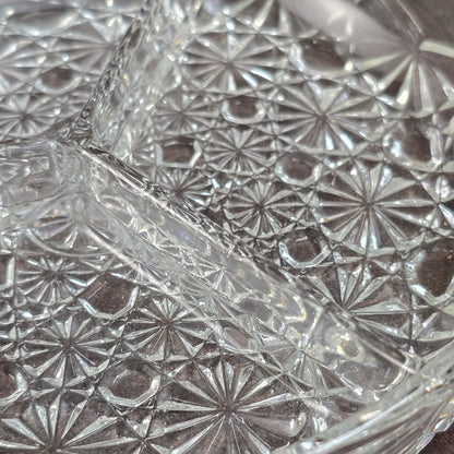 Vintage Kristallschale 1980er – Luxhem de Veropa Daisy Button – 3-geteilte Retro Servierschale aus Glas