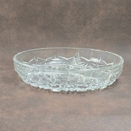 Vintage Kristallschale 1980er – Luxhem de Veropa Daisy Button – 3-geteilte Retro Servierschale aus Glas
