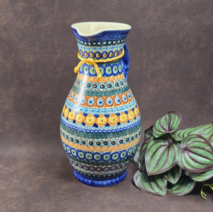 Bunzlauer Schwämmeldekor Krug DDR 1970, handgetöpfert von M. Jürgel. 1,2L Volumen, 25 cm hoch. Sehr guter Vintagezustand, perfekt als Vase oder Sammlerstück.