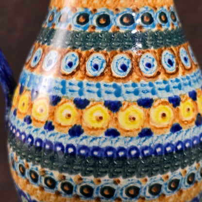 Bunzlauer Schwämmeldekor Krug DDR 1970, handgetöpfert von M. Jürgel. 1,2L Volumen, 25 cm hoch. Sehr guter Vintagezustand, perfekt als Vase oder Sammlerstück.