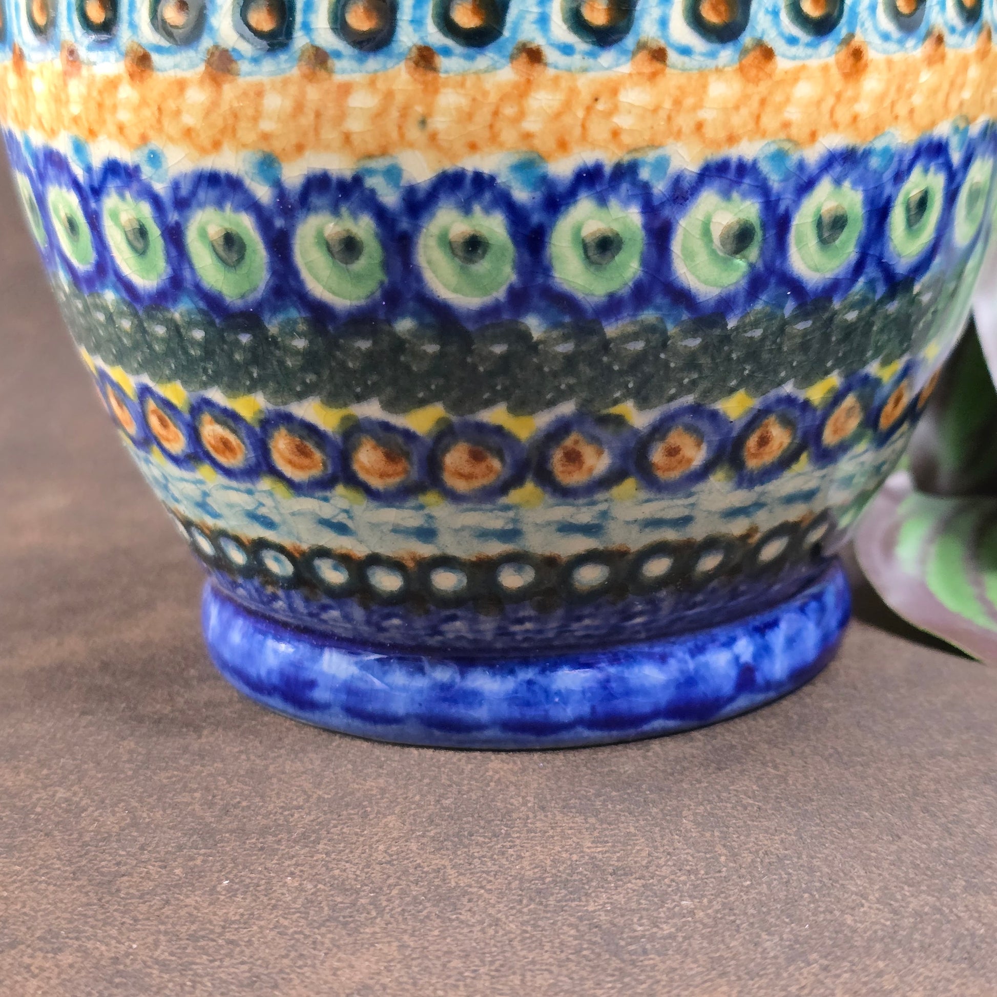 Bunzlauer Schwämmeldekor Krug DDR 1970, handgetöpfert von M. Jürgel. 1,2L Volumen, 25 cm hoch. Sehr guter Vintagezustand, perfekt als Vase oder Sammlerstück.