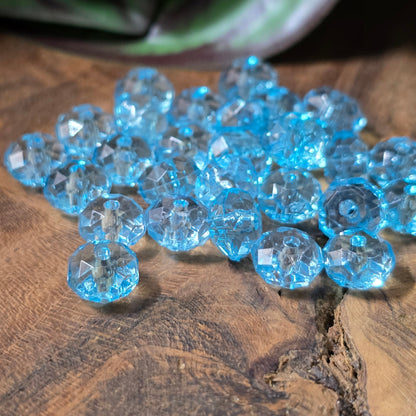 50 Acrylperlen facettiert – Ufoform, transparent, 5x8mm – Kristalloptik