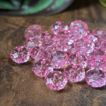 50 Acrylperlen facettiert – Ufoform, transparent, 5x8mm – Kristalloptik
