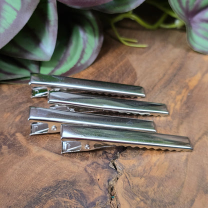 4 Krokodilspangen Rohlinge – 5,7 cm silberfarbig