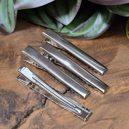 4 Krokodilspangen Rohlinge – 5,7 cm silberfarbig