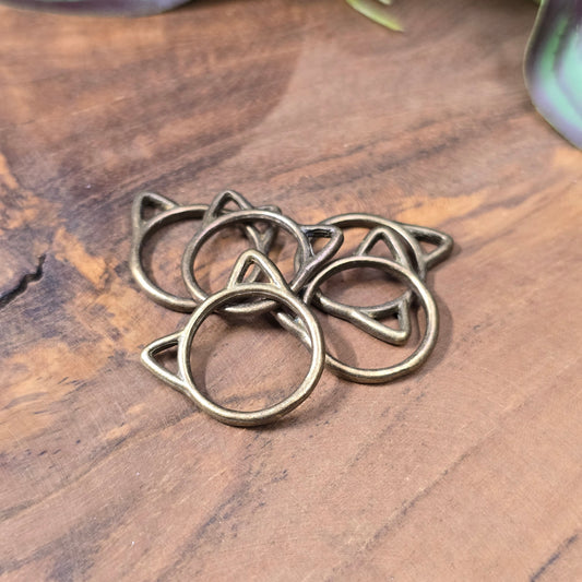 Antik bronzefarbene Verbindungsringe mit Katzenohren, 17mm, 5er-Set für Schmuckdesign und DIY