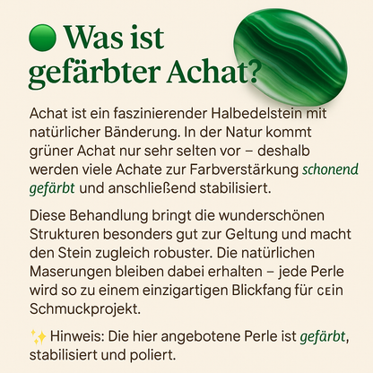 Große Achat Centerperle oval 50x25mm – Grün, Unikat für DIY-Schmuck